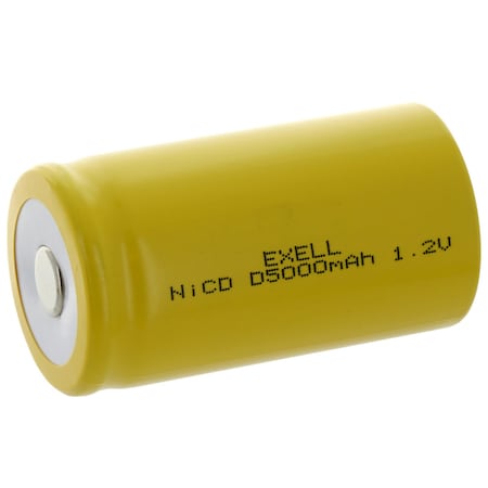 Exell Battery D Size 1.2V 5000mAh NiCD Flat Top Rechargeable Battery EBC-342-0